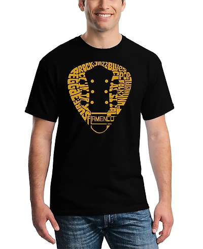 La Pop Art Men's Music Genres Guitar Neck Word T-Shirt
