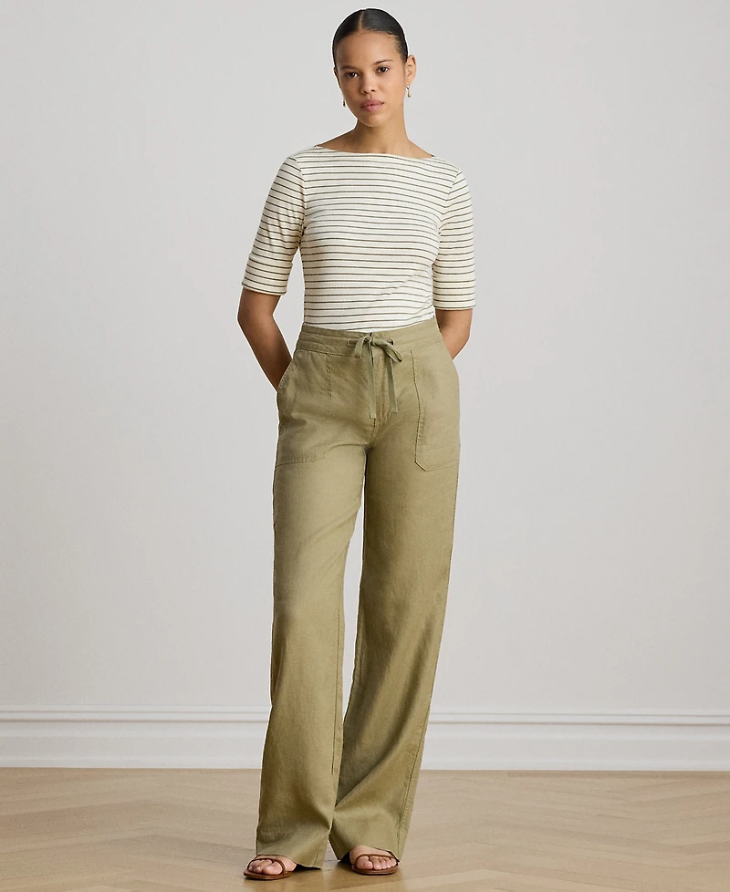 Lauren Ralph Petite Striped Boat Neck T-Shirt