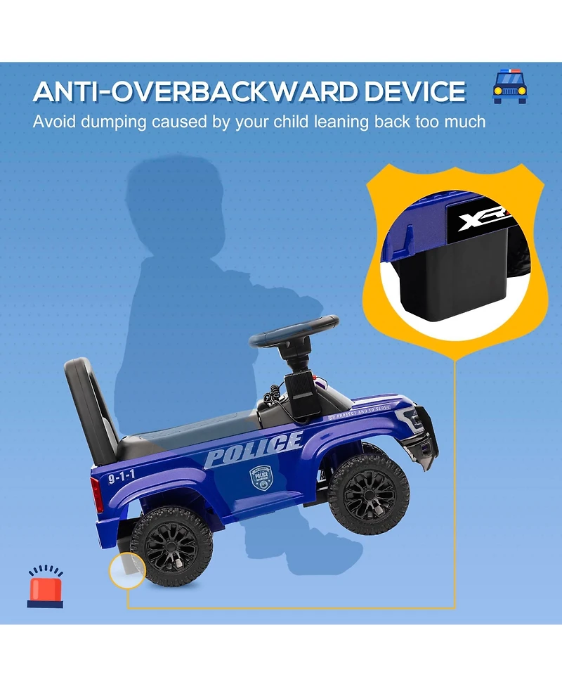 Aosom Kids Sliding Car Police Truck Style Ride On W/ Under-Seat Storage