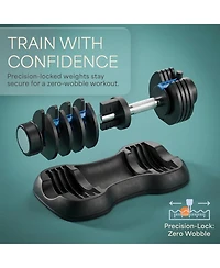 Lifepro Adjustable Dumbbells Set with Rack - Compact 5-in-1 Hand Weights for Home Gym, Quick Adjust, Secure Grip