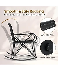 Sugift 3 Piece Patio Rocking Bistro Set with Smooth Rocking Motion Outdoor Rocker Chairs