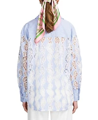 Elle Collection Women's Lace Striped Shirt