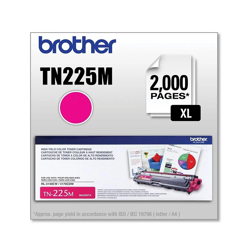 Brother TN225M 2200 Page Yield High Yield Toner
