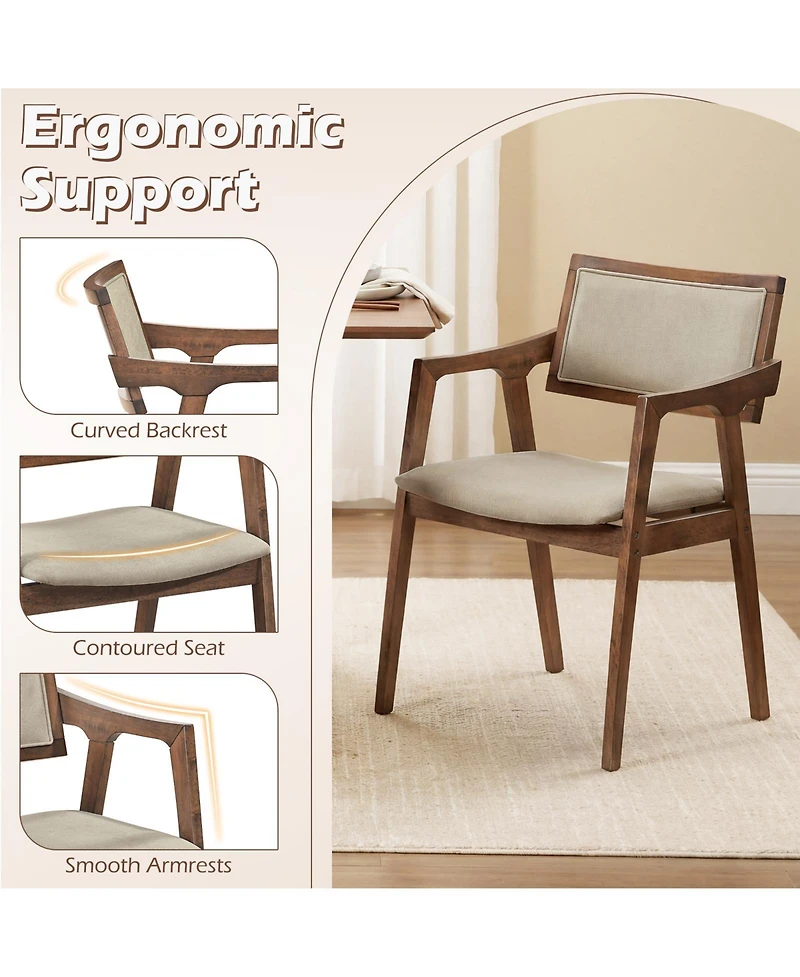 Slickblue Modern Arm Dining Chairs Set of 2 Upholstered Wood Frame