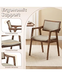 Slickblue Modern Arm Dining Chairs Set of 2 Upholstered Wood Frame