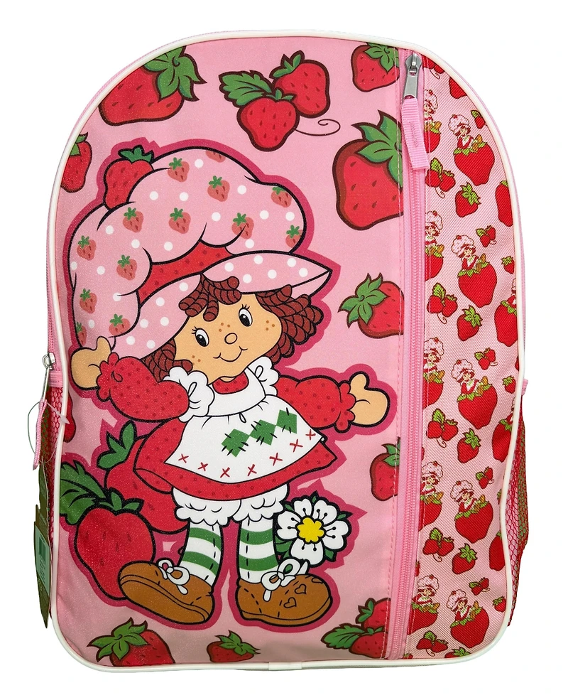 Upd Strawberry Short 16" Pink Nylon School Backpack 16" Bookbag for Girls, with a Large front Pocket