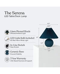 Brightech Serena Ceramic Led Table Lamp with Pleated Drum Shade