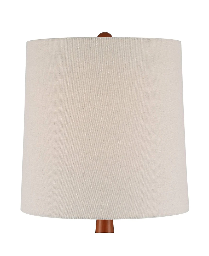 360 Lighting Andi 25" High Mid Century Modern 3-Way Table Lamp Ceramic Wood Single Shade Living Room Bedroom