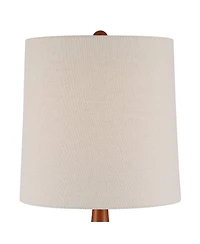 360 Lighting Andi 25" High Mid Century Modern 3-Way Table Lamp Ceramic Wood Single Shade Living Room Bedroom