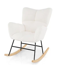 Slickblue Modern Nursery Rocking Chair with Cushioned Backrest and Armrest for Comfort