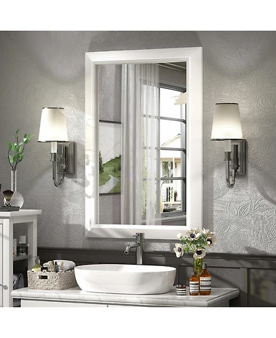 Apmir 24" x 36" Inch Thick Metal Framed Wall Mirrors for Bedroom
