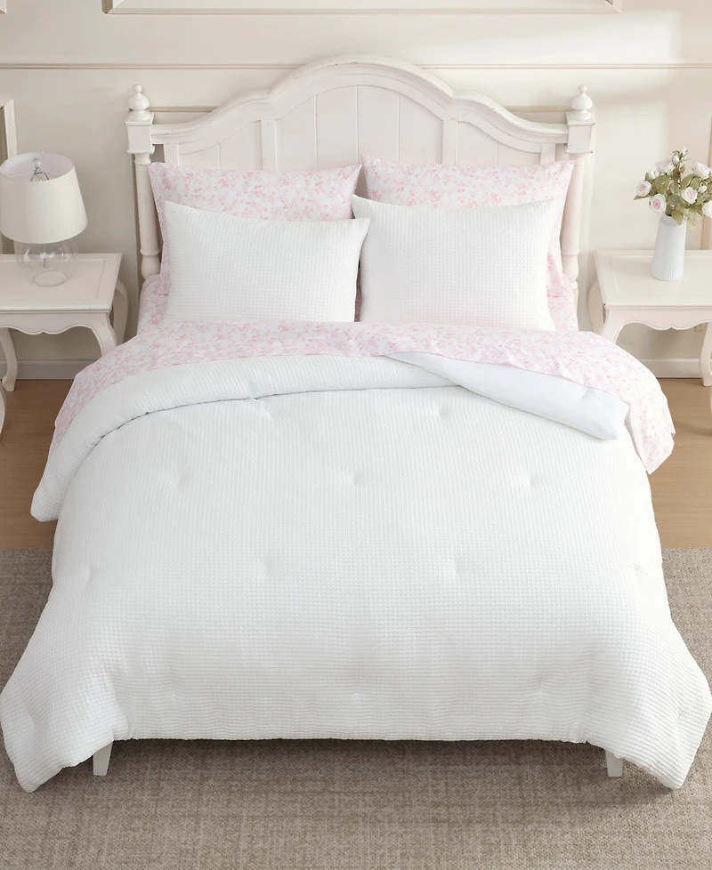 Laura Ashley Waffle Solid -Pc. Comforter Set