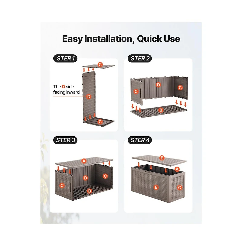Sugift Outdoor Storage Box 100 Gallon Resin Deck Box Backyard Outside Toy and Towel Storage