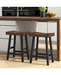 Gymax Bar Stools Set of 4 Counter Height Barstools with Saddle Seat