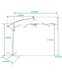 Clihome 10ft 360degree(s) Rotation Solar Led Patio Offset Umbrella (Weight Base Not Included)
