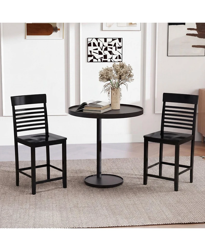 Slickblue Solid Wood Dining Chairs Set of 2 with Footrests, Comfortable Kitchen Seating