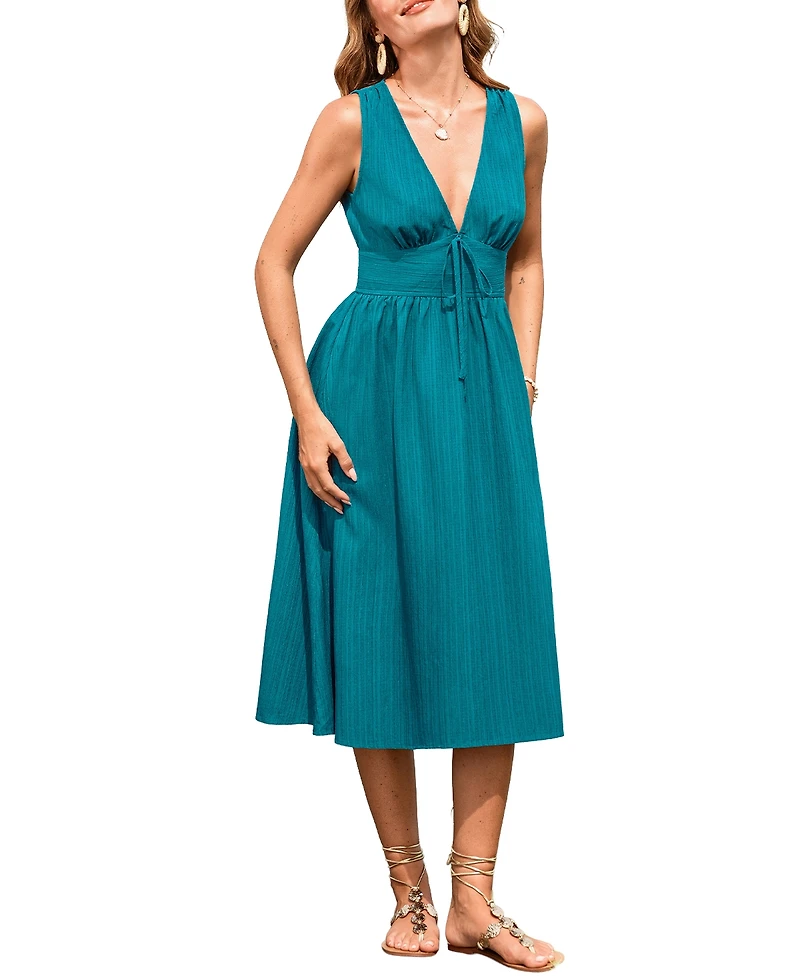 Cupshe Women's Deep Tide Blue Midi Beach Dress