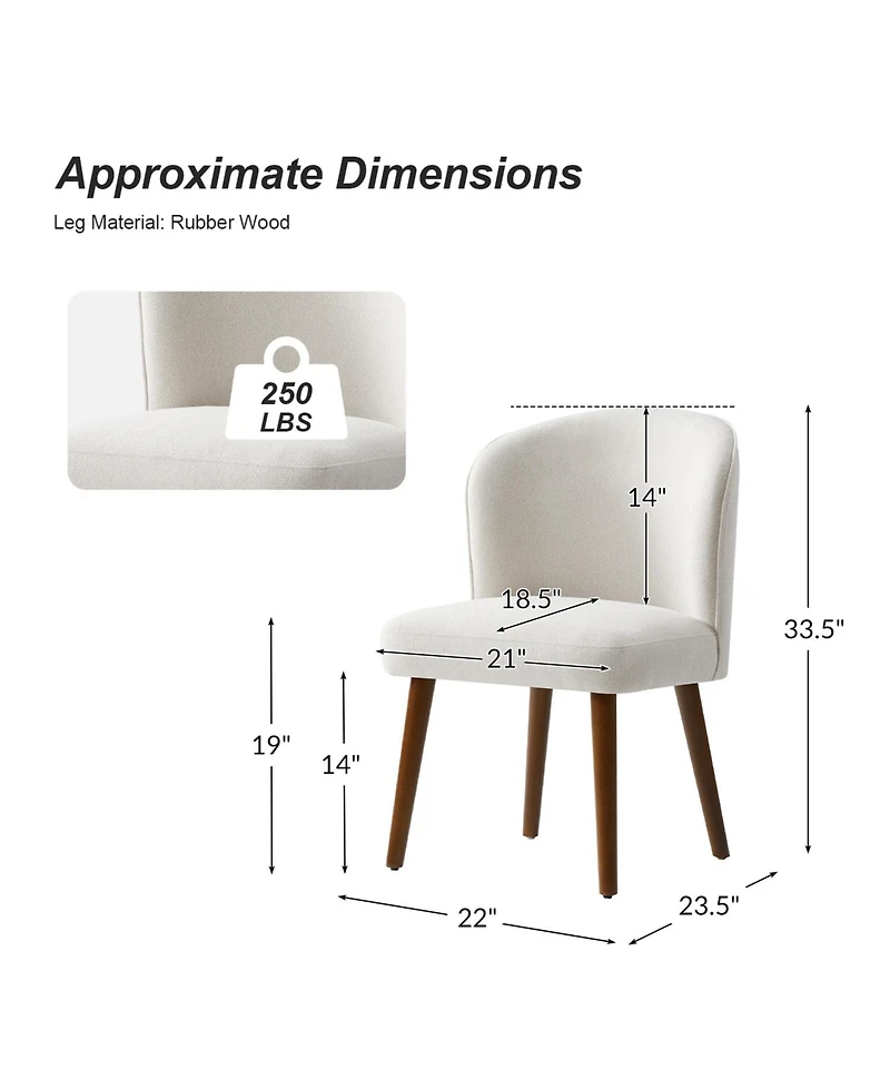 Hulala Home Davia Mid-Century Modern Upholstered Dining Chair with Solid Wood Leg