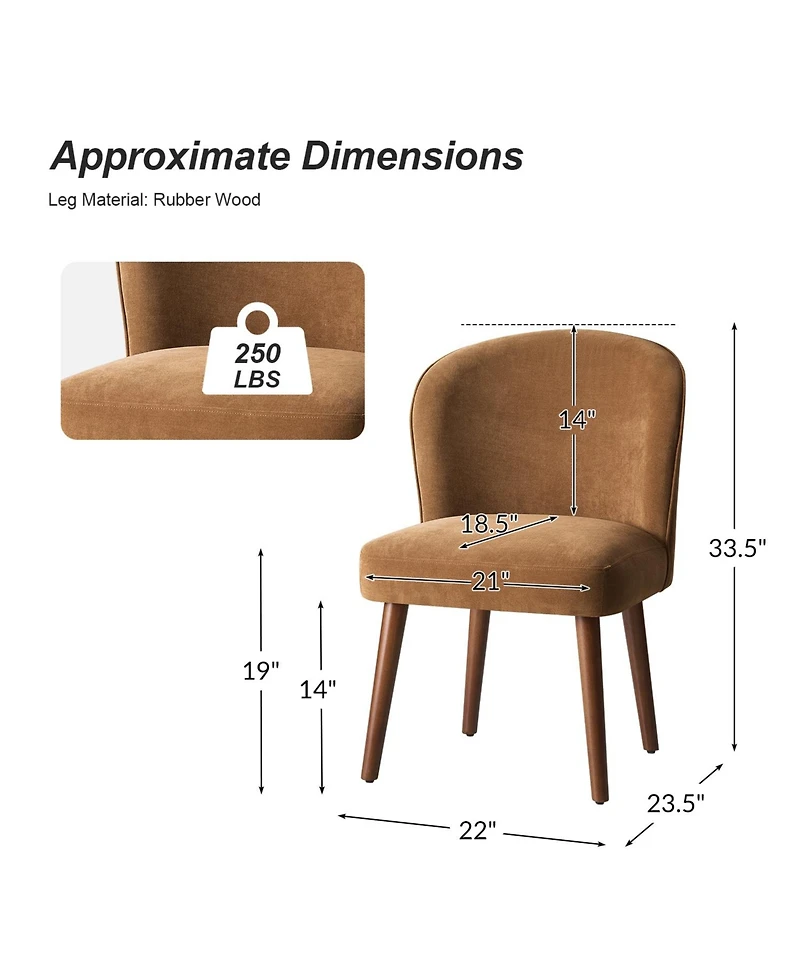 Hulala Home Davia Mid-Century Modern Upholstered Dining Chair with Solid Wood Leg