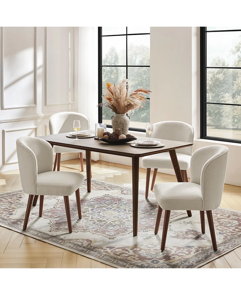 Hulala Home Davia Mid-Century Modern Upholstered Dining Chair with Solid Wood Leg