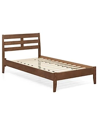 Slickblue Wooden Platform Bed Frame with Slatted Headboard