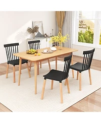 Slickblue Wooden Windsor Dining Chairs Set of 4 with Spindle Backrest and Ergonomic Curved Seat