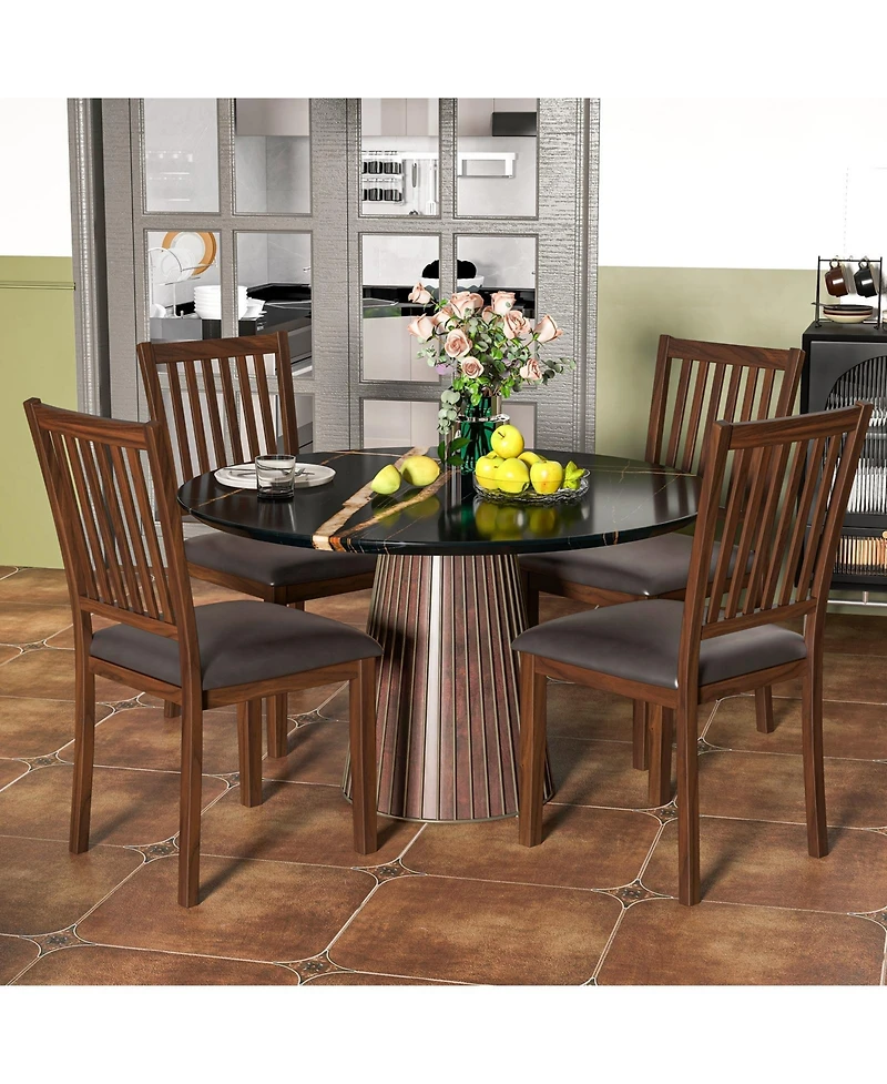 Slickblue Set of 2 Modern Upholstered Dining Chairs with High Slanted Backrest Design