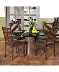 Slickblue Set of 2 Modern Upholstered Dining Chairs with High Slanted Backrest Design