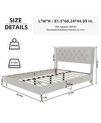 Rainsken Bed Frame, with Suede Upholstered Headboard, Under Storage, Wood Slats Support, No Box Spring Needed, Easy Assembly