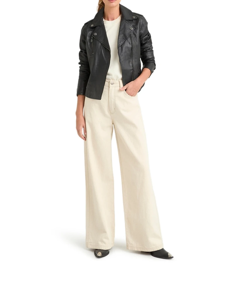 Velez Women's Biker Jacket Leather With Epaulets