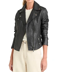Velez Women's Biker Jacket Leather With Epaulets