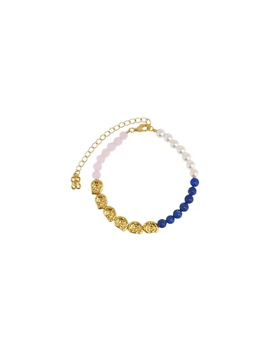 Ottoman Hands Waterproof Lapis and Jade Beaded Bracelet