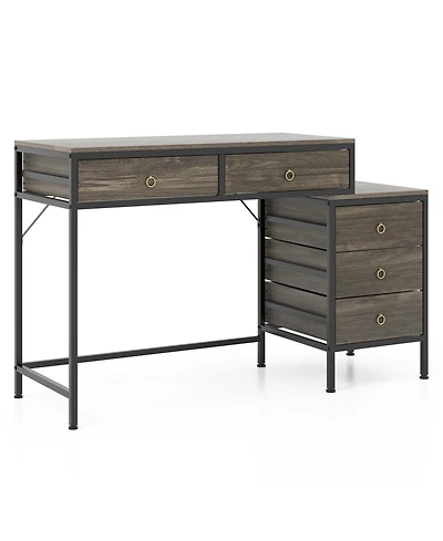 Slickblue Computer Desk with Storage 5 Drawers and Side Filing Cabinet