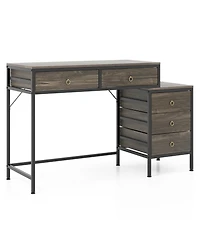 Slickblue Computer Desk with Storage 5 Drawers and Side Filing Cabinet