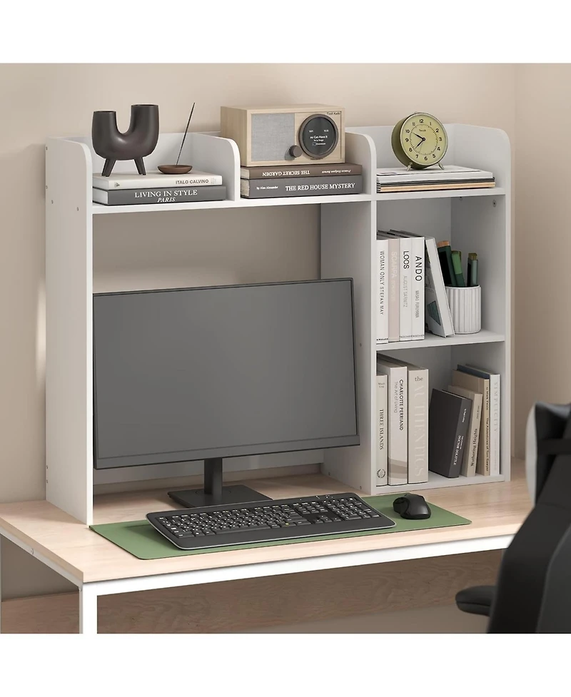 Mega Casa Classic Desk Shelf, 5-Shelf Desktop Hutch, Book Shelf, 3-Tier Desk Organzier, for Office Supplies, Office Desk Accessories, for Home Office