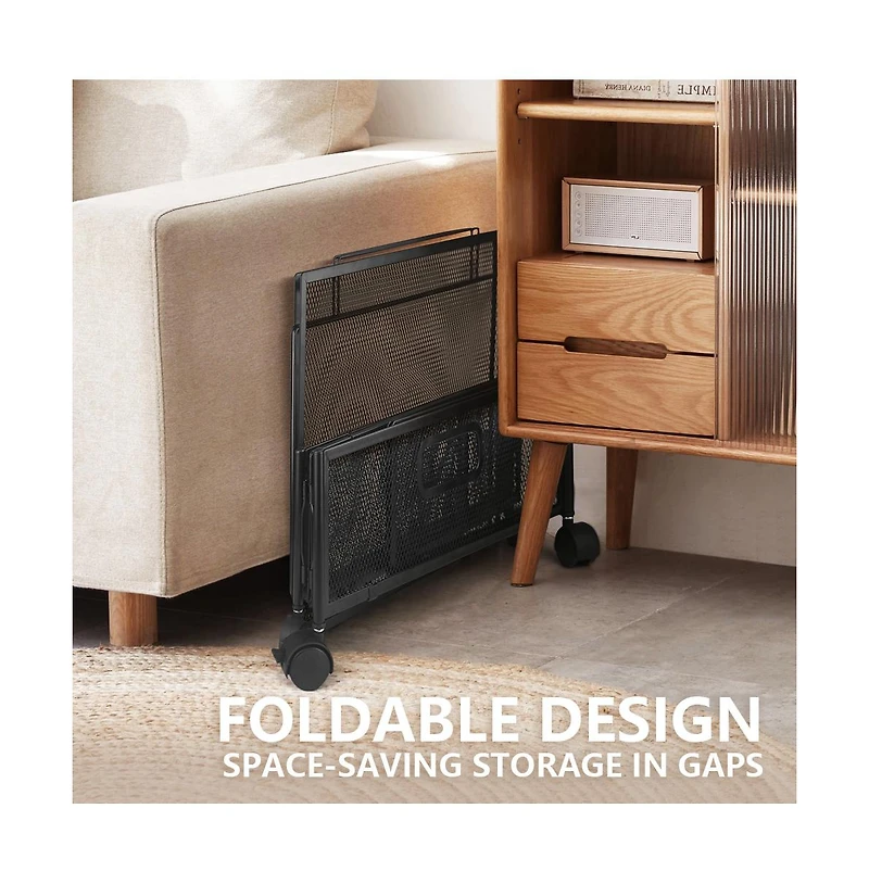 Underbed Rolling Storage Drawer with Metal Mesh Frame and Wheels, 2 Packs