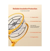 Sugift Electric Fly Swatter Rechargeable 3 Layer Mesh Zapper Racket