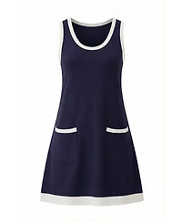 Modenaire Women's Sleeveless Knit Contrast-Trim Mini Dress with Front Pockets