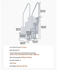 Inolait 4-Step Swimming Pool Ladder with Non-Slip Steps and Double Handrails 400 lbs Capacity