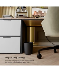 Home Zone Living 1.5 Gallon Round Open Top Wastebasket, Stainless Steel, Matte White and Matte Black, 2 Pack with Trash Bags