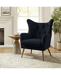 Hulala Home Avianna Wide Tufted Velvet Wingback Chair