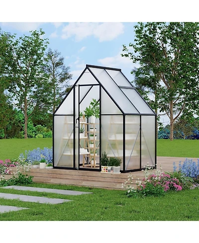 gaomon 6'X4' Aluminum-Framed Polycarbonate Greenhouse, Heavy Duty Greenhouse with Quick Setup Structure and Roof Vent