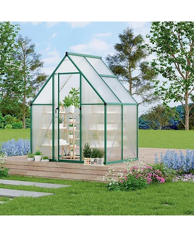 gaomon 6'X4' Aluminum-Framed Polycarbonate Greenhouse, Heavy Duty Greenhouse with Quick Setup Structure and Roof Vent