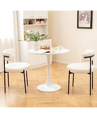 Slickblue Modern Boucle Dining Chair Set of 2 with Curved Backrest and Sturdy Metal Legs