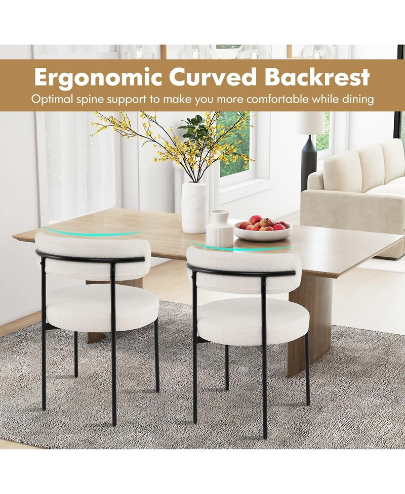 Slickblue Modern Boucle Dining Chair Set of 4 with Curved Back and Metal Frame Legs