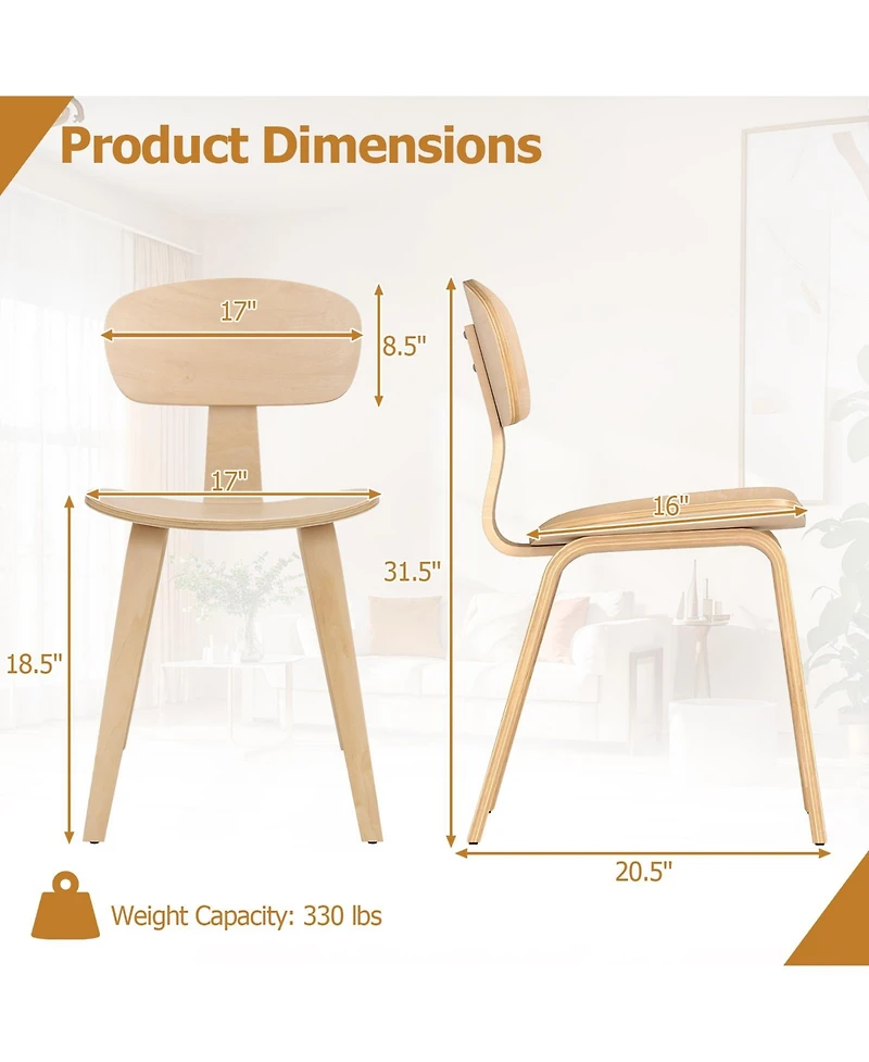 Slickblue Set of 2 Modern Dining Chairs with Wide Comfortable Seat