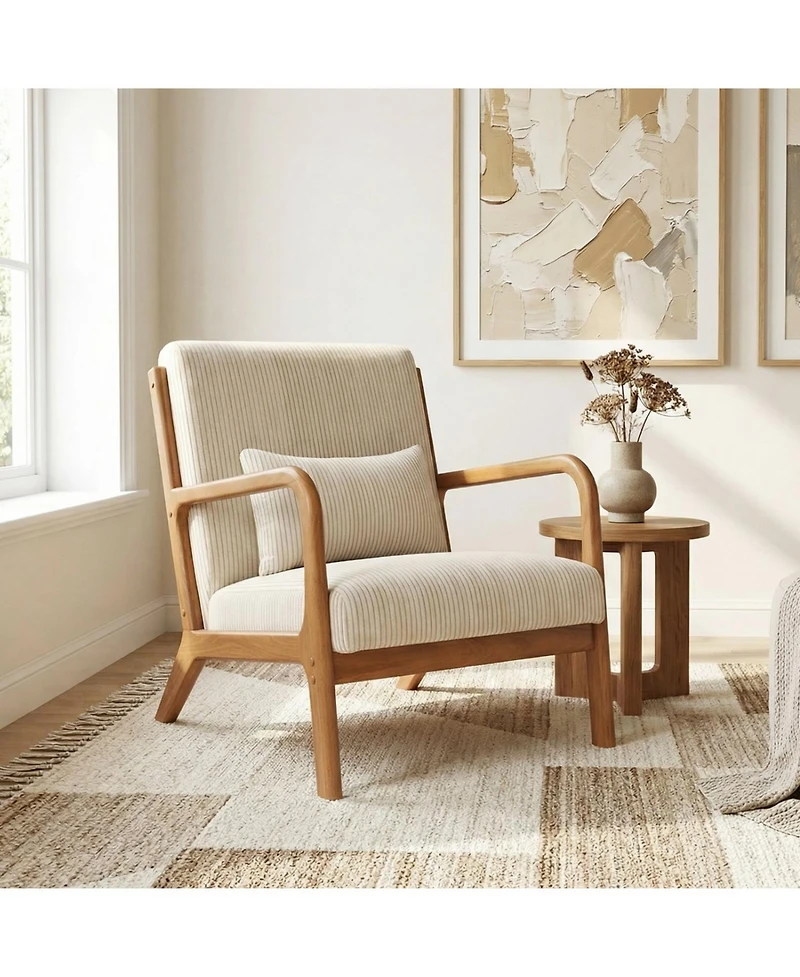 Slickblue Accent Lounge Chair Corduroy Fabric with Lumbar Pillow Support