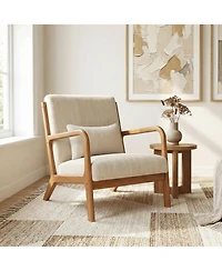 Slickblue Accent Lounge Chair Corduroy Fabric with Lumbar Pillow Support