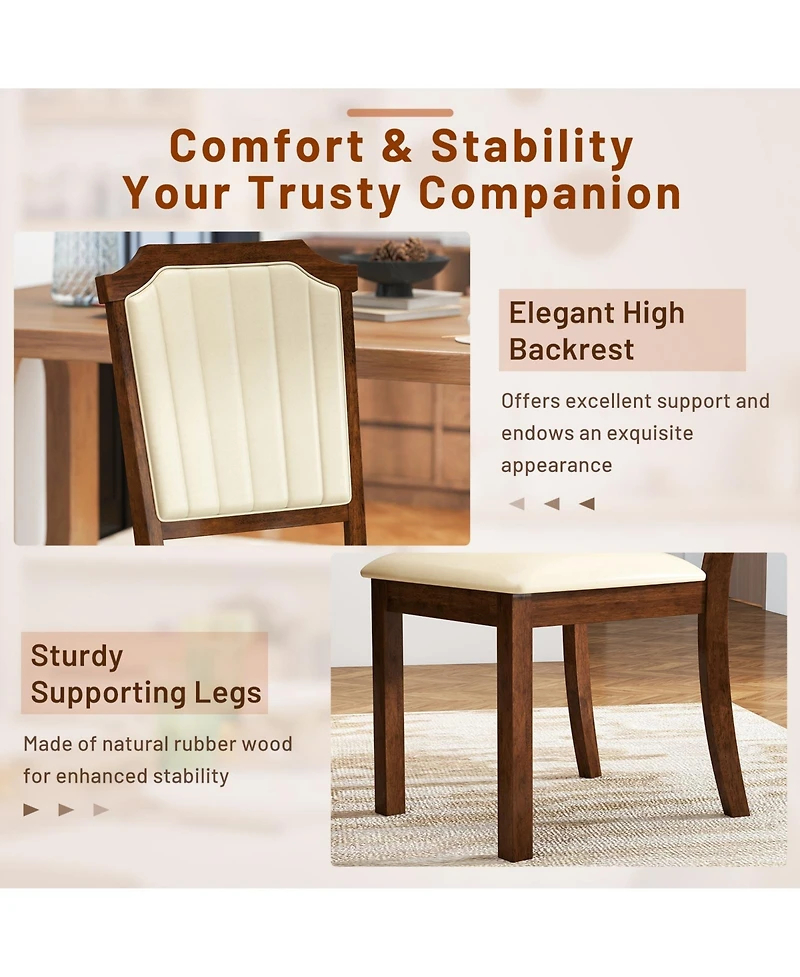 Slickblue Modern Pu Leather Dining Chairs Set of 2 with Solid Rubber Wood Frame Support