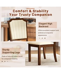 Slickblue Modern Pu Leather Dining Chairs Set of 2 with Solid Rubber Wood Frame Support